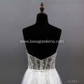 Crystal design gorgeous bridal dress backless lace strapless wedding dress